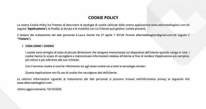 Privacy E Cookie Policy